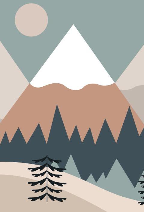 Papier peint chambre bébé montagnes et forêts