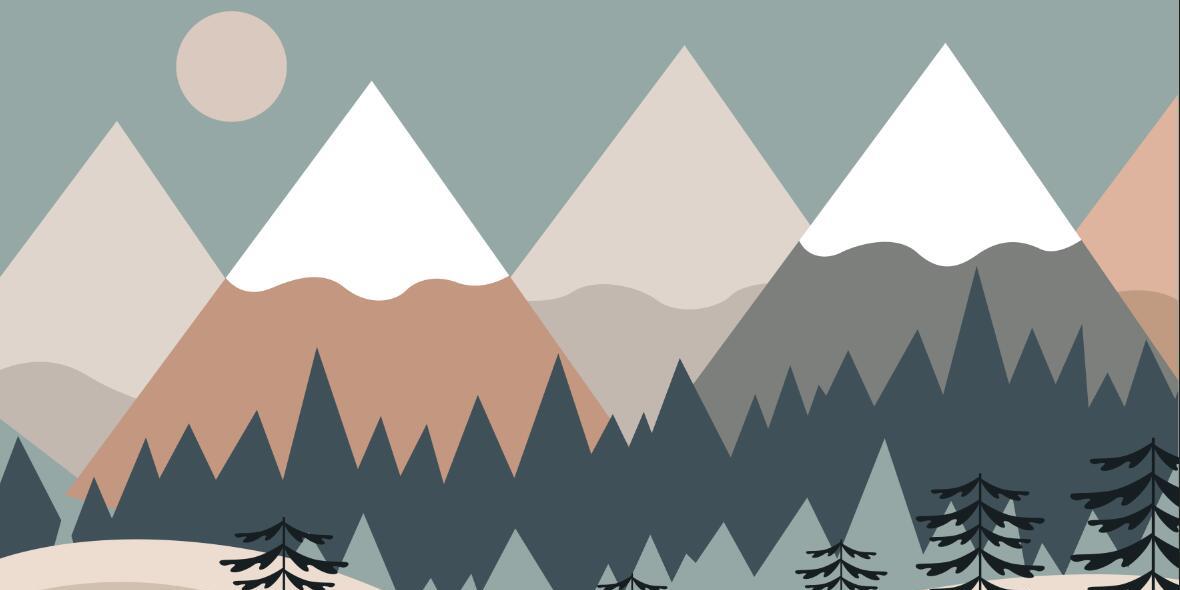 Papier peint chambre bébé montagnes et forêts