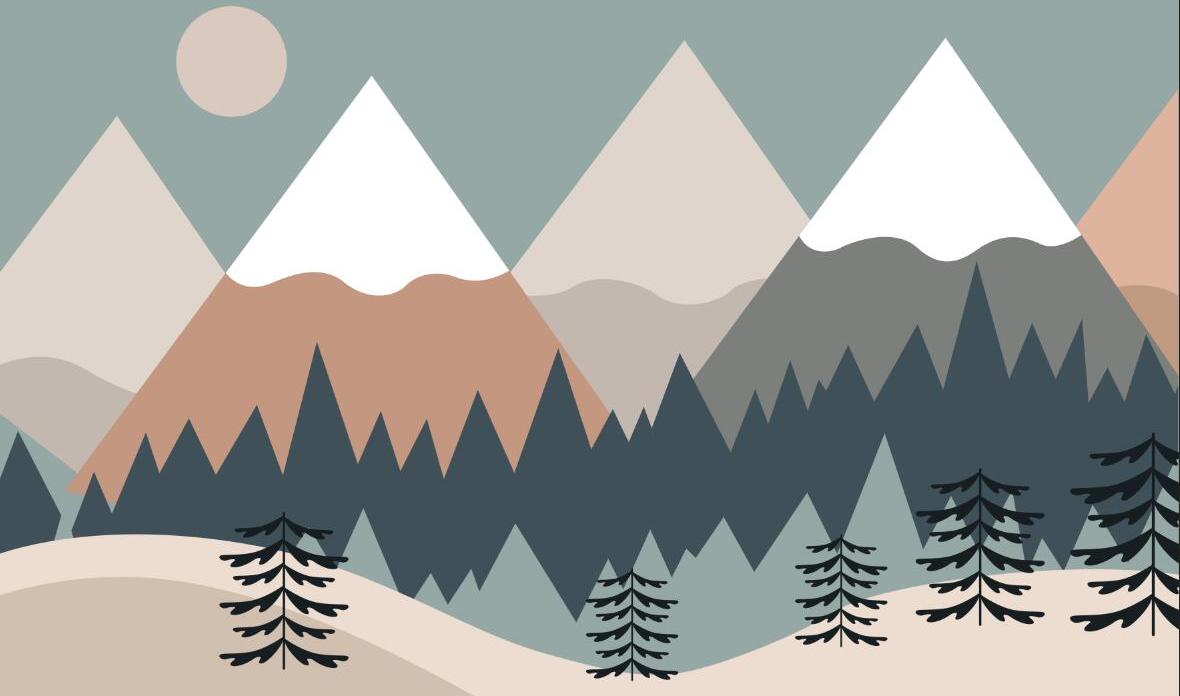 Papier peint chambre bébé montagnes et forêts