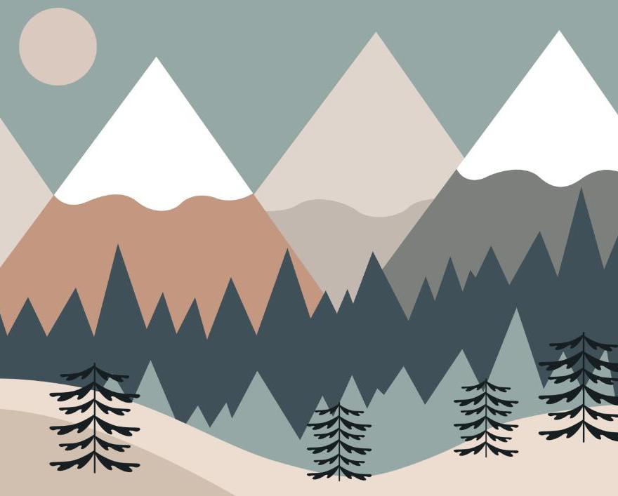 Papier peint chambre bébé montagnes et forêts
