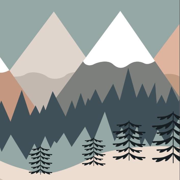 Papier peint chambre bébé montagnes et forêts