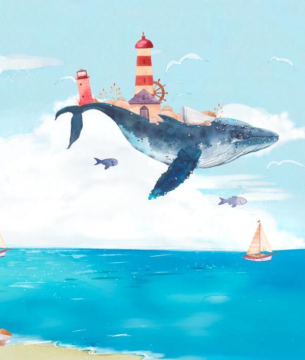 Papier peint chambre bébé baleine et océan
