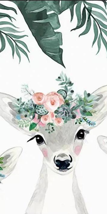 Papier peint chambre enfant biches et fleurs