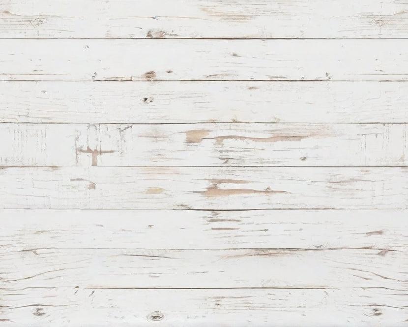 Papier peint imitation lambris blanc patiné