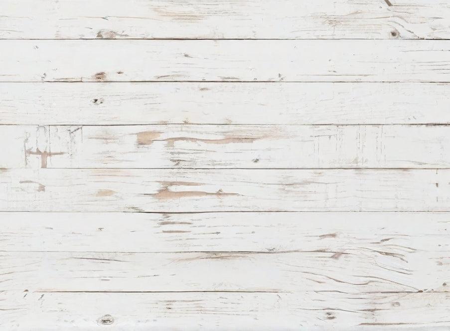 Papier peint imitation lambris blanc patiné