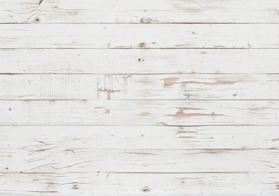 Papier peint imitation lambris blanc patiné