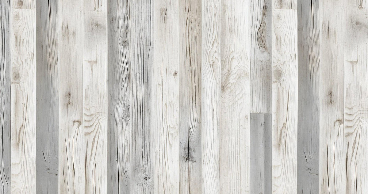 Papier peint imitation lambris blanc et gris