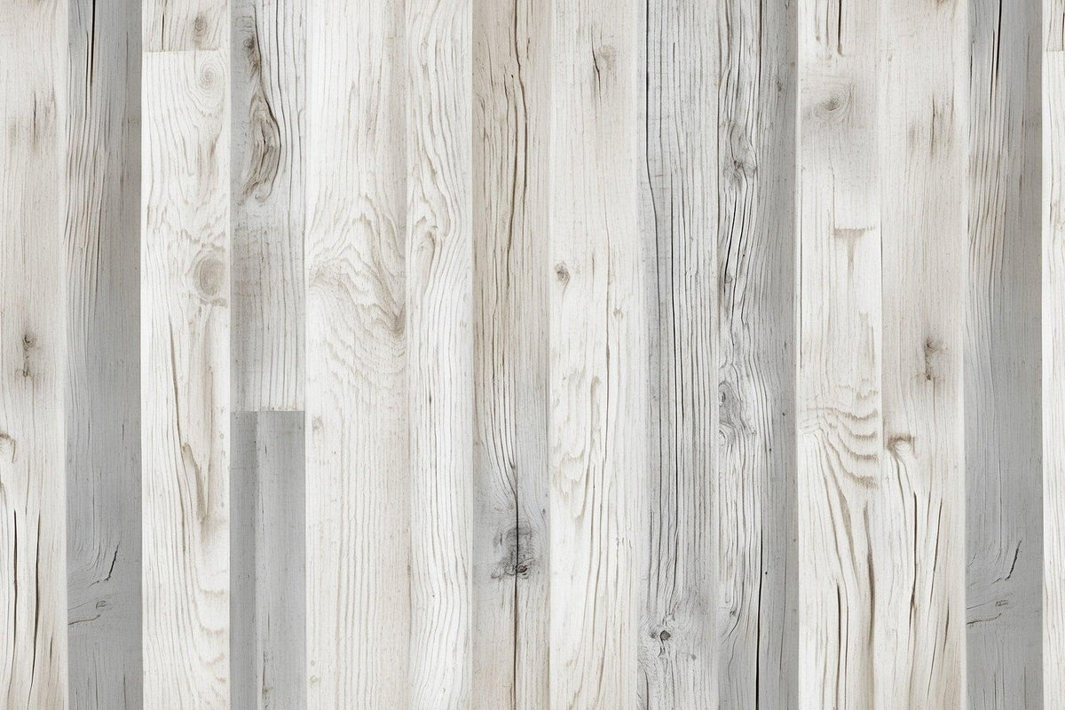 Papier peint imitation lambris blanc et gris