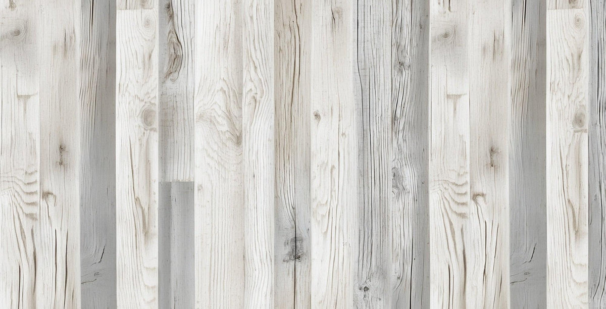 Papier peint imitation lambris blanc et gris