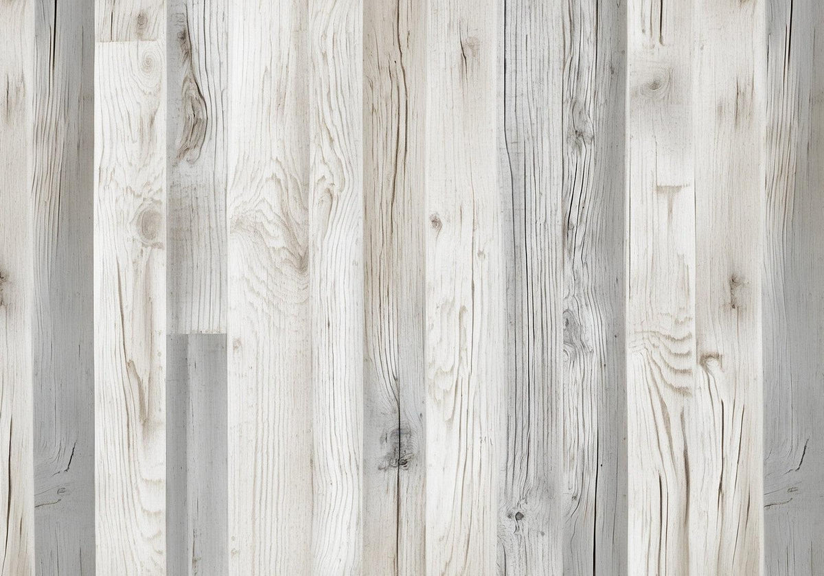 Papier peint imitation lambris blanc et gris