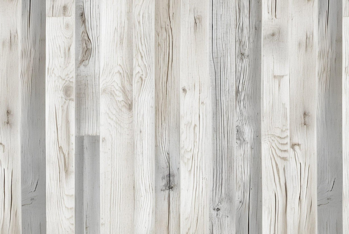 Papier peint imitation lambris blanc et gris