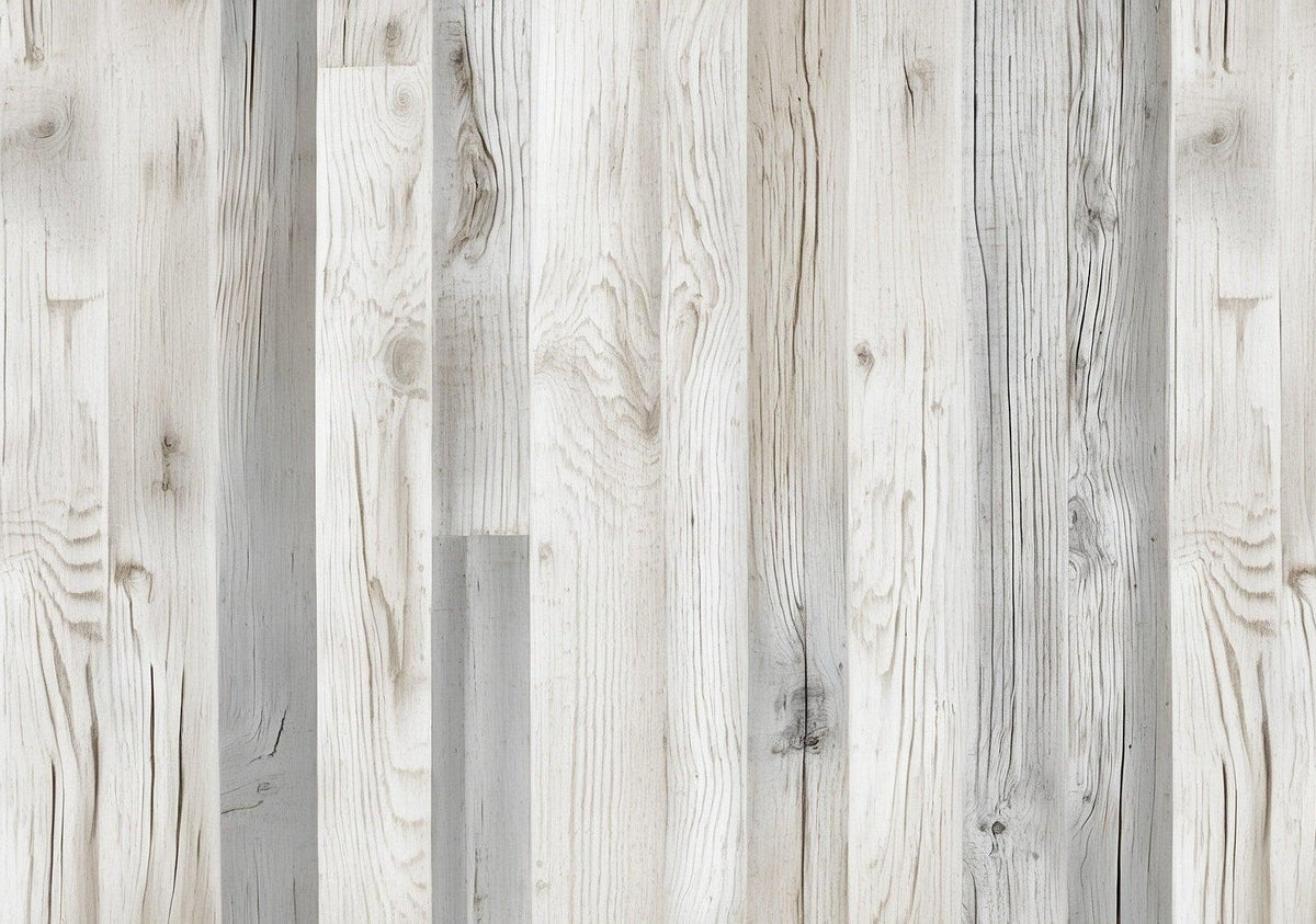 Papier peint imitation lambris blanc et gris