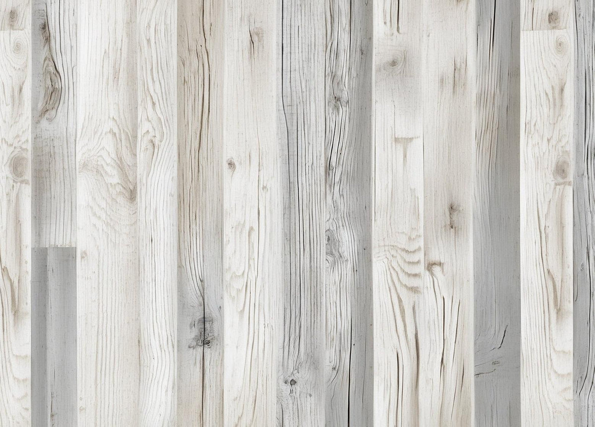 Papier peint imitation lambris blanc et gris
