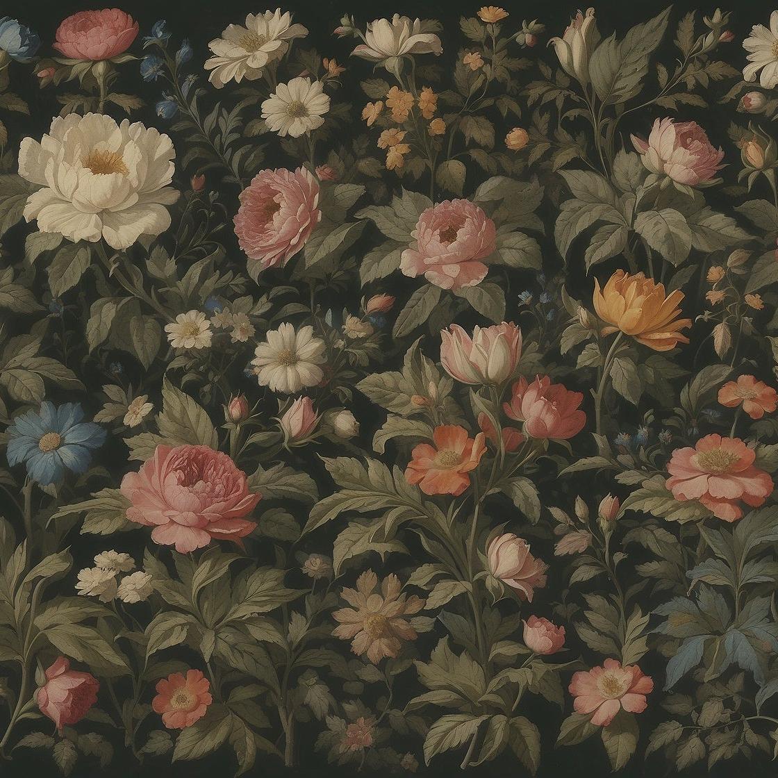 Papier peint fleuri vintage rétro