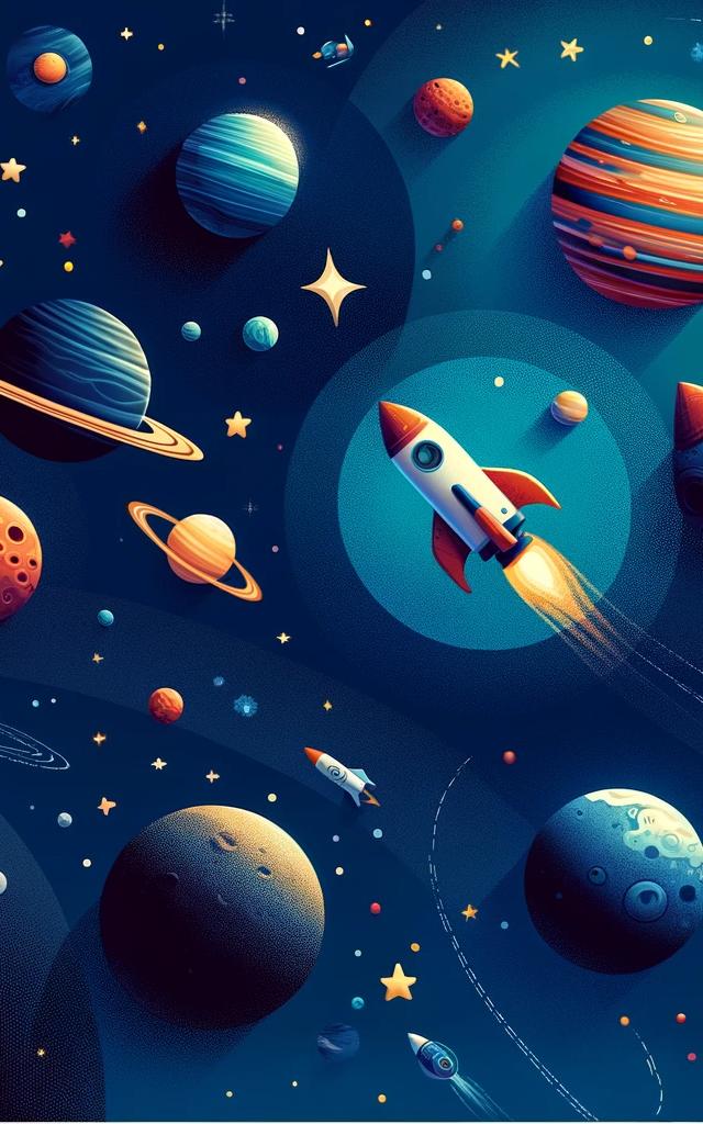 Papier peint espace planète et fusée enfant