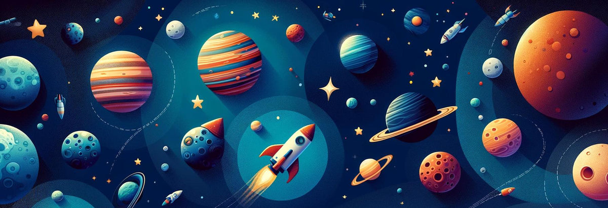 Papier peint espace planète et fusée enfant