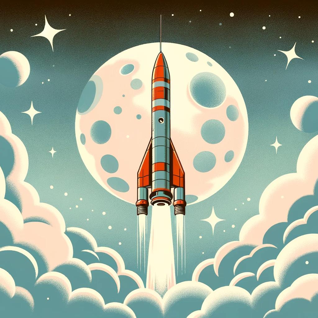 Papier peint espace fusée vers la lune