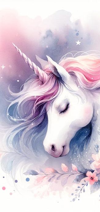 Papier peint licorne aquarelle papillons et fleurs