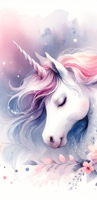 Papier peint licorne aquarelle papillons et fleurs