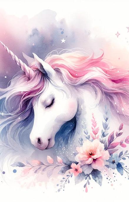 Papier peint licorne aquarelle papillons et fleurs