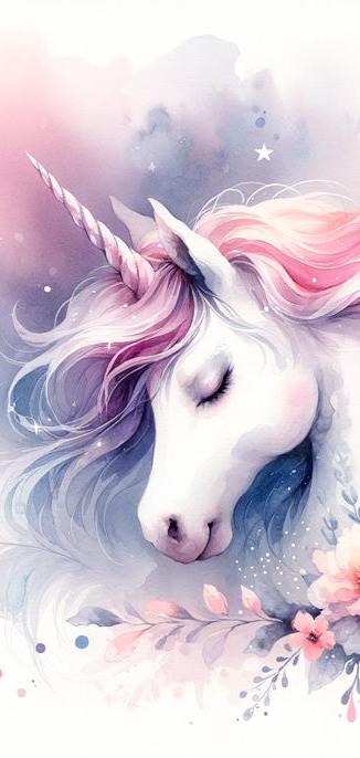 Papier peint licorne aquarelle papillons et fleurs