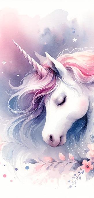 Papier peint licorne aquarelle papillons et fleurs