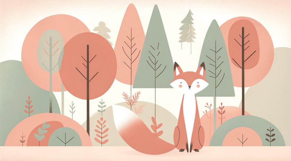 Papier peint renard bébé forêt colorée