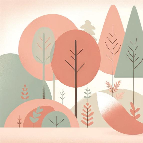 Papier peint renard bébé forêt colorée