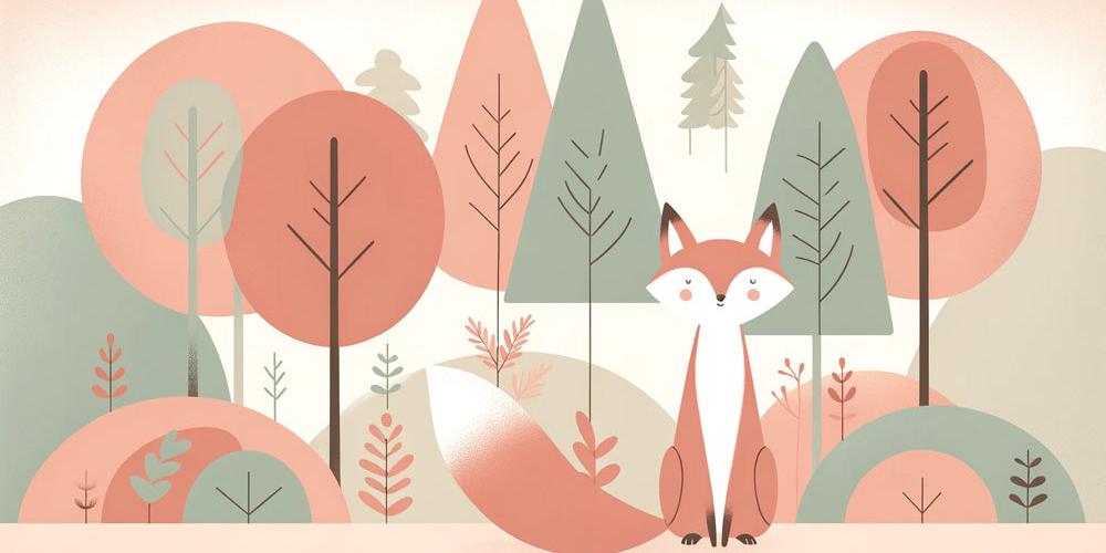 Papier peint renard bébé forêt colorée
