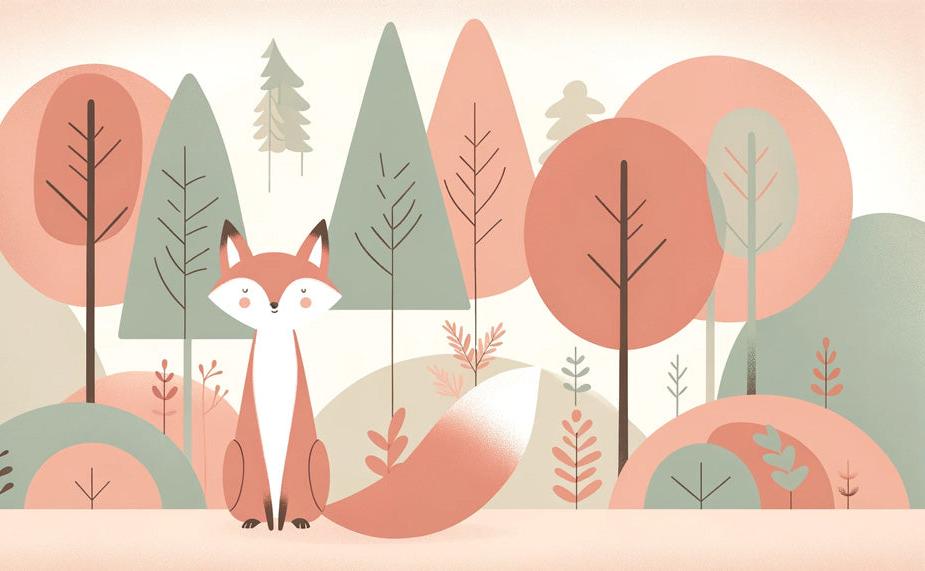 Papier peint renard bébé forêt colorée