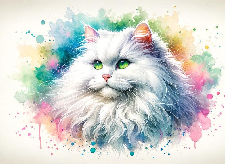 Papier peint chat angora aquarelle