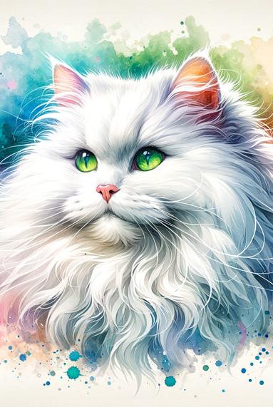 Papier peint chat angora aquarelle