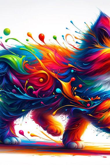 Papier peint chaton explosion de peinture colorée