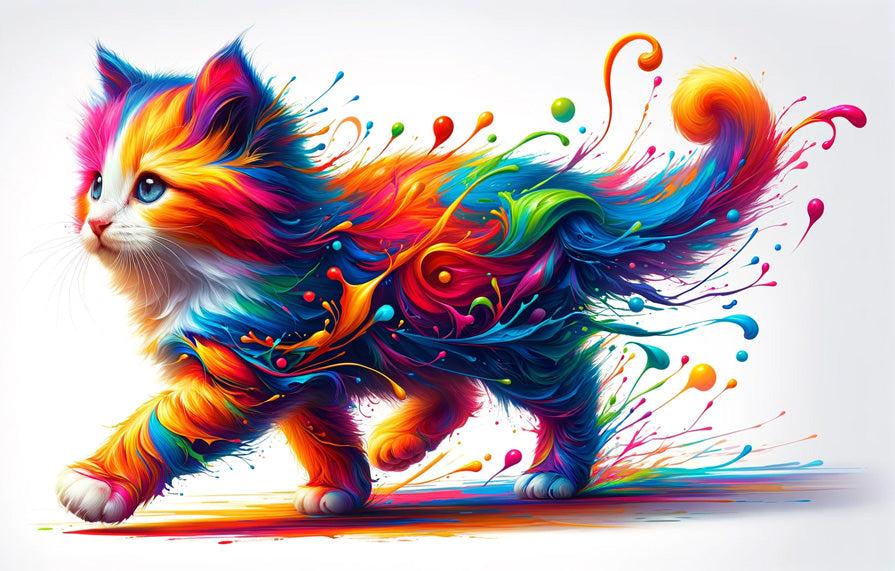Papier peint chaton explosion de peinture colorée