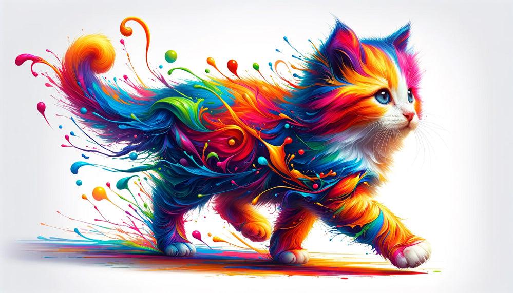 Papier peint chaton explosion de peinture colorée