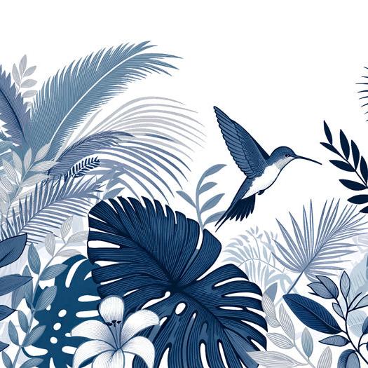 Papier peint jungle bleu canard