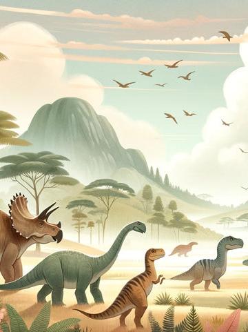 Papier peint dinosaure paysage préhistorique