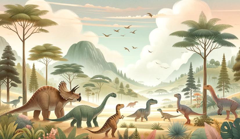 Papier peint dinosaure paysage préhistorique