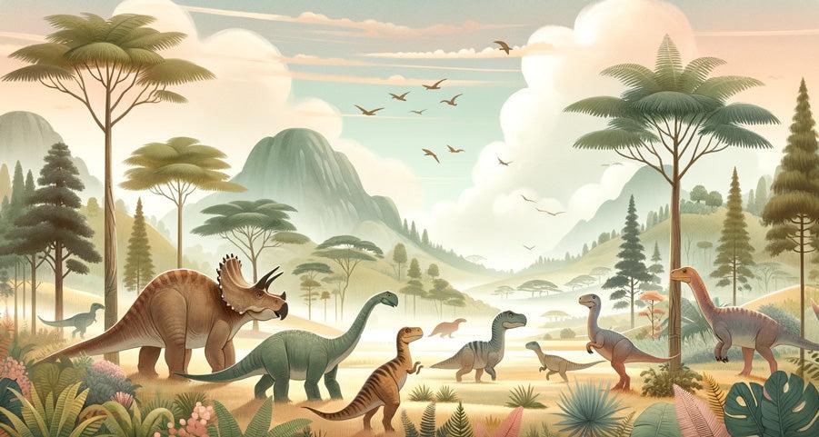 Papier peint dinosaure paysage préhistorique