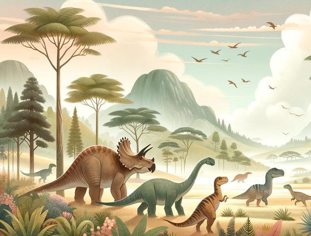 Papier peint dinosaure paysage préhistorique