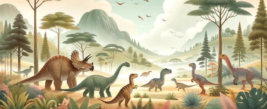 Papier peint dinosaure paysage préhistorique
