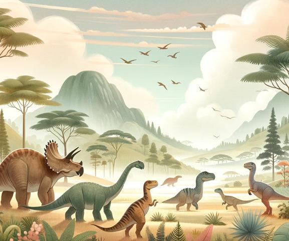 Papier peint dinosaure paysage préhistorique