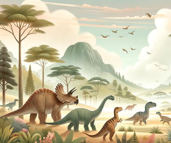 Papier peint dinosaure paysage préhistorique
