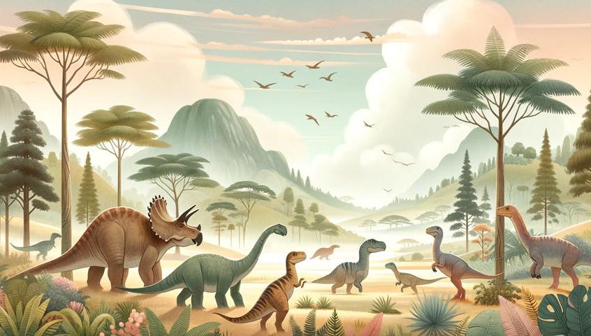 Papier peint dinosaure paysage préhistorique