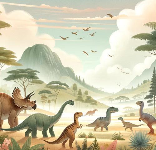 Papier peint dinosaure paysage préhistorique