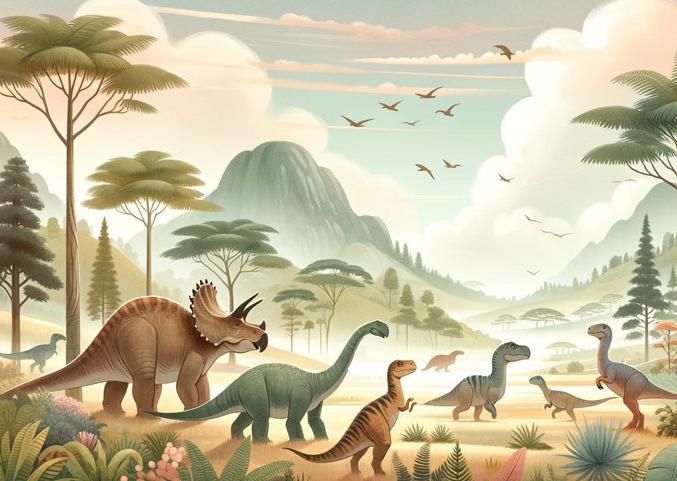 Papier peint dinosaure paysage préhistorique