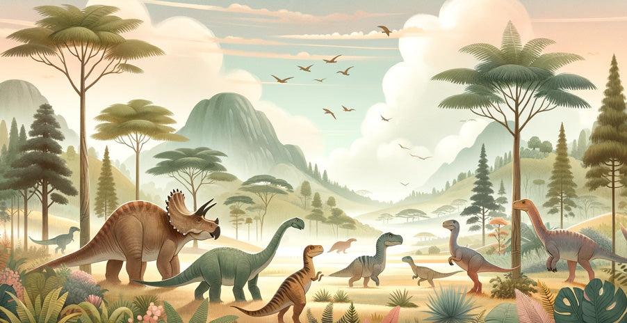 Papier peint dinosaure paysage préhistorique