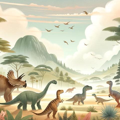 Papier peint dinosaure paysage préhistorique