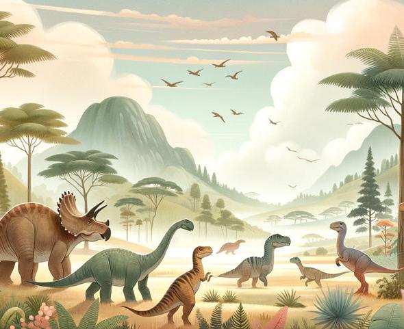 Papier peint dinosaure paysage préhistorique