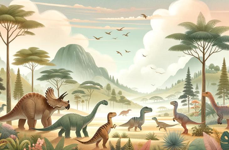 Papier peint dinosaure paysage préhistorique